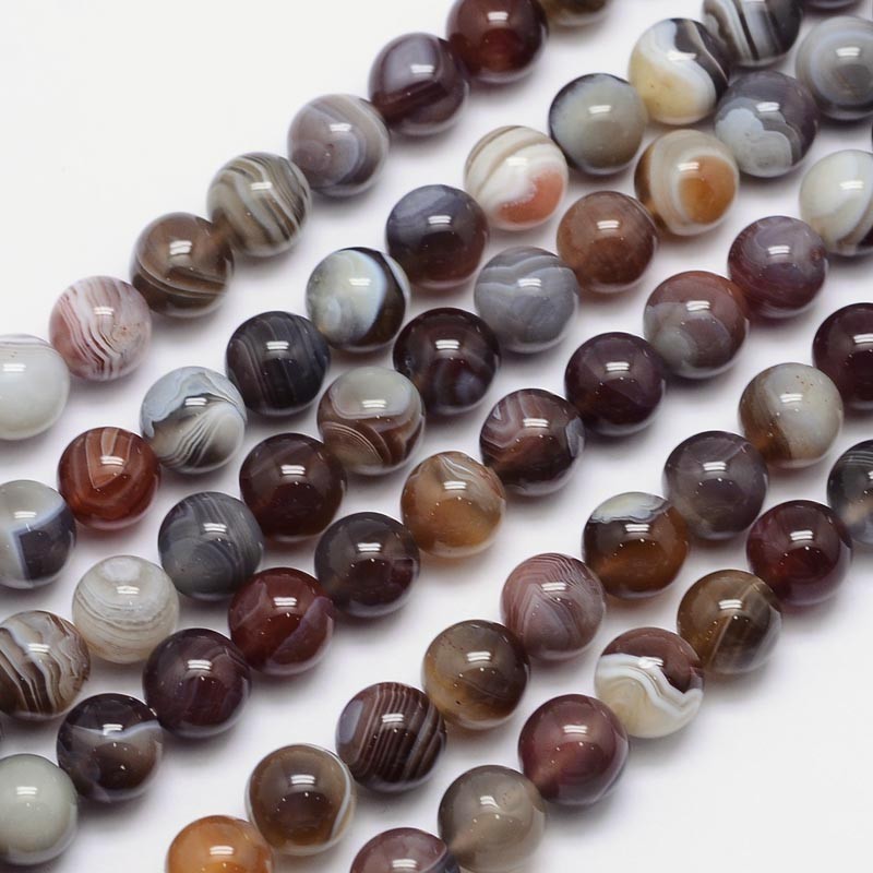 PandaHall Round Natural Botswana Agate Bead Strands, 10mm, Hole: 1mm; about 41pcs/strand, 15.5" Botswana Agate Round