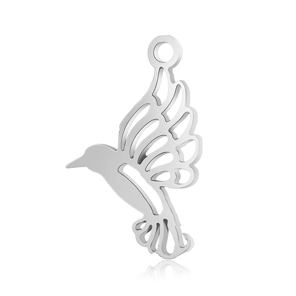PandaHall 304 Stainless Steel Pendants, Bird, Stainless Steel Color, 18.5x13x1mm, Hole: 1.5mm Stainless Steel Bird