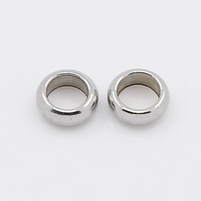 PandaHall Ring 304 Stainless Steel Beads, Stainless Steel Color, 4x2mm, Hole: 2.5mm Stainless Steel Ring