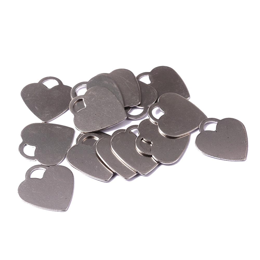 PandaHall Heart 304 Stianless Steel Blank Stamping Tag Pendants, Stainless Steel Color, 26.5x25x1mm, Hole: 7.5x5.5mm Stainless Steel Heart