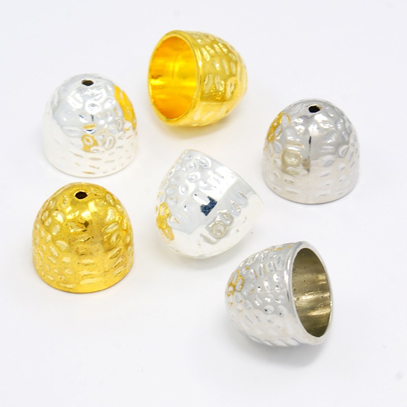 PandaHall Hammered Alloy Campaniform Cord Ends, Mixed Color, 16x14mm, Hole: 1mm Alloy