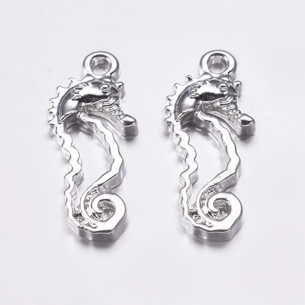 PandaHall Alloy Open Back Bezel Pendants, For DIY Resin, Pressed Flower Jewelry, Sea Horse, Silver, 21.5x9x3mm, Hole: 1.5mm Alloy Sea Horse...