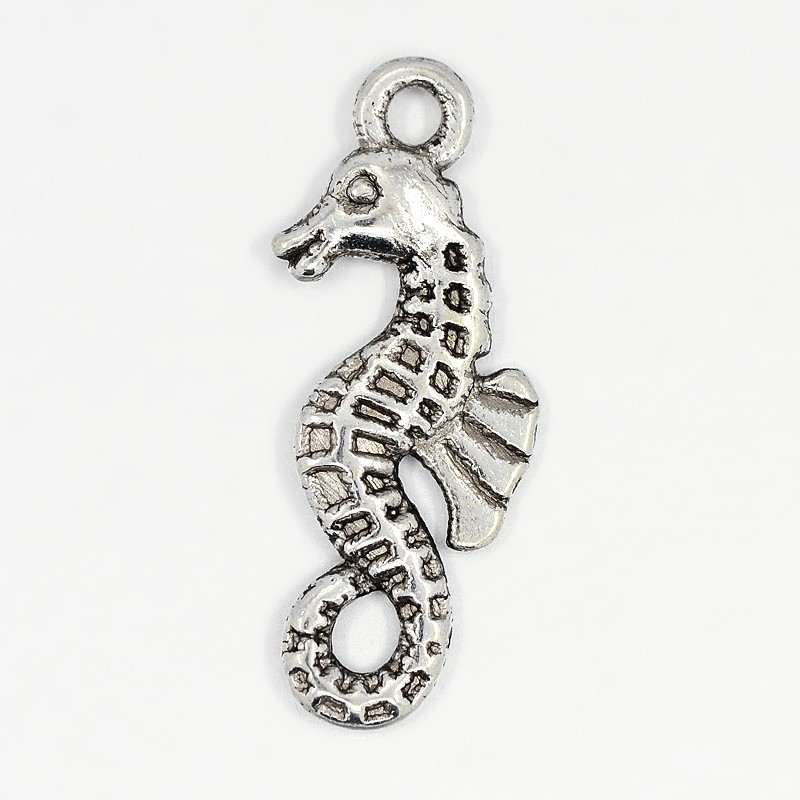PandaHall Tibetan Style Pendants, Sea Horse, Antique Silver, Lead Free and Cadmium Free, 26x10x2.5mm, Hole: 2mm Alloy Sea Horse