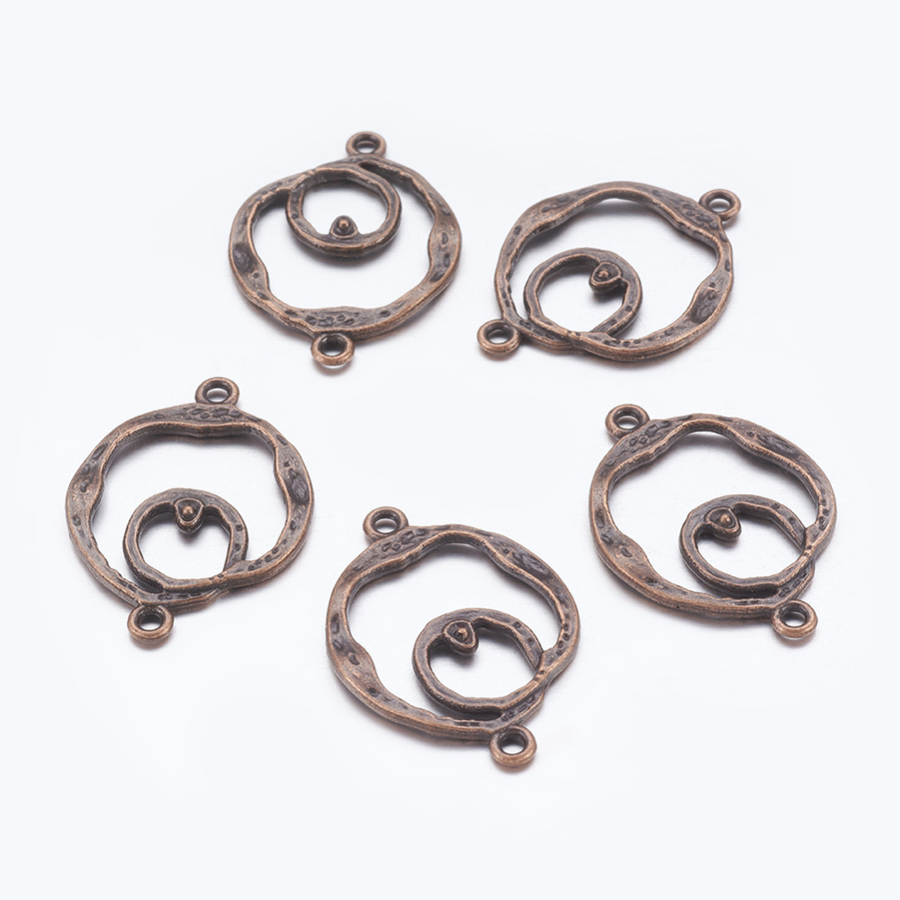 PandaHall Alloy Links, Flower, Red Copper, Lead Free and Cadmium Free, 30x22x2mm, Hole: 1.5mm Alloy Flower