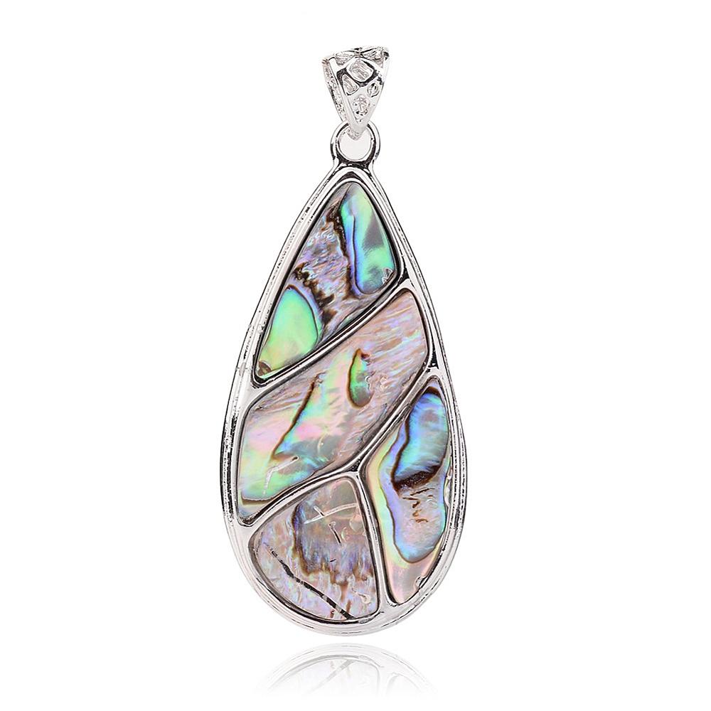 PandaHall Paua Shell Pendants, with Brass Findings, Drop, Colorful, 55x26x4mm, Hole: 4x6mm Paua Shell Drop