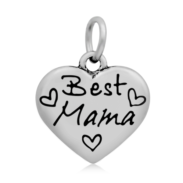 PandaHall 316 Stainless Steel Enamel Pendants, Heart with Word Best Mama, Stainless Steel Color, 16.5x17x4mm, Hole: 5mm Stainless...