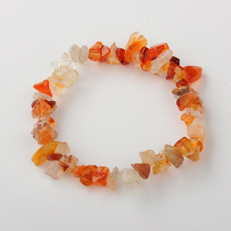 PandaHall Valentines Day for Lovers Ideas Red Agate Chips Stretch Bracelets, Coral, 53mm Carnelian Red