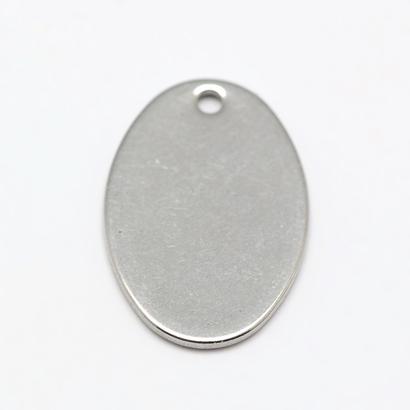 PandaHall 304 Stainless Steel Blank Stamping Flat Oval Pendants, Stainless Steel Color, 18x12x1mm, Hole: 1mm Stainless Steel Oval