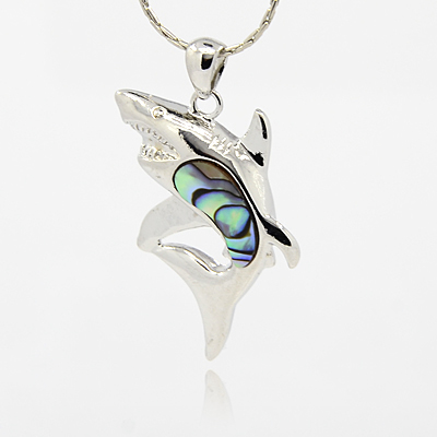 PandaHall Abalone/Paua Shell Pendants, with Brass Findings, Shark Shape, Platinum, 41x27x5mm, Hole: 4x6mm Paua Shell Fish