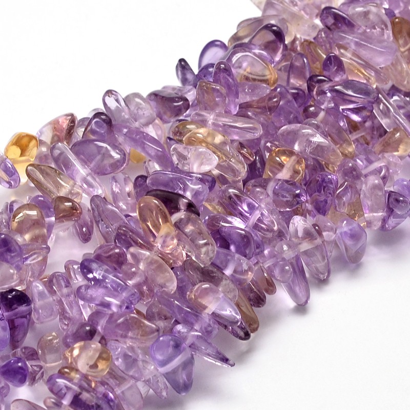 PandaHall Natural Ametrine Chip Beads Strands, 8~30x5~12mm, Hole: 1mm; about 15.3"~15.7" Ametrine Chip