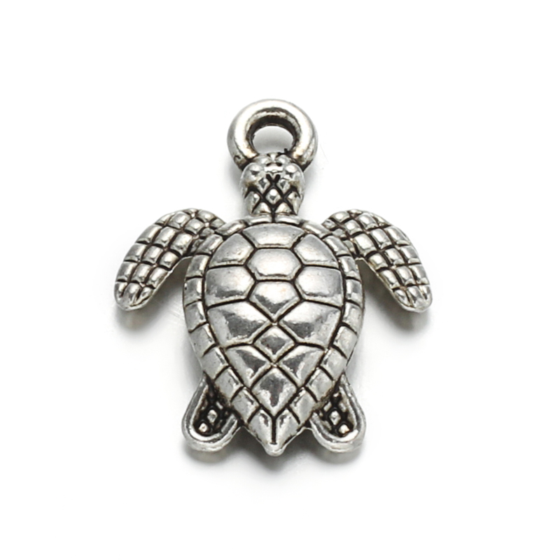 PandaHall Sea Turtle Tibetan Style Alloy Charm Pendants, Cadmium Free & Lead Free, Antique Silver, 16x12.5x3mm, Hole: 1.5mm Alloy Tortoise
