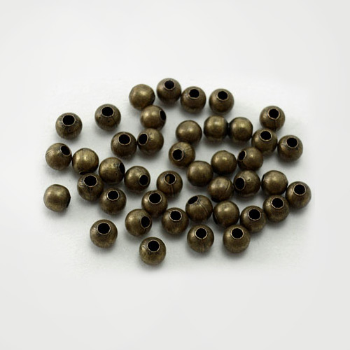 PandaHall Iron Round Spacer Beads, Nickel Free, Antique Bronze Color, 4mm in diameter, hole: 1.5mm Iron Round