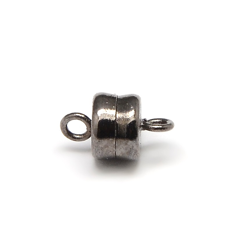 PandaHall Column Brass Magnetic Clasps, Lead Free & Nickel Free & Cadmium Free, Gunmetal, 10x6mm, Hole: 1mm Brass Column