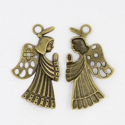 PandaHall Tibetan Style Pendants, Lead Free, Cadmium Free and Nickel Free, Praying Angel, Antique Bronze, 51mm long, 30mm wide, 4mm thick...