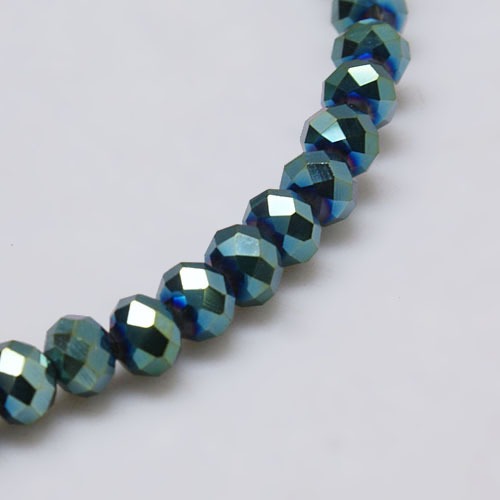 PandaHall Electroplate Glass Bead Strands, Full Plated, Faceted, Rondelle, Green Plated, 3x2mm, Hole: 0.5mm; about 147pcs/strand, 13" Glass...