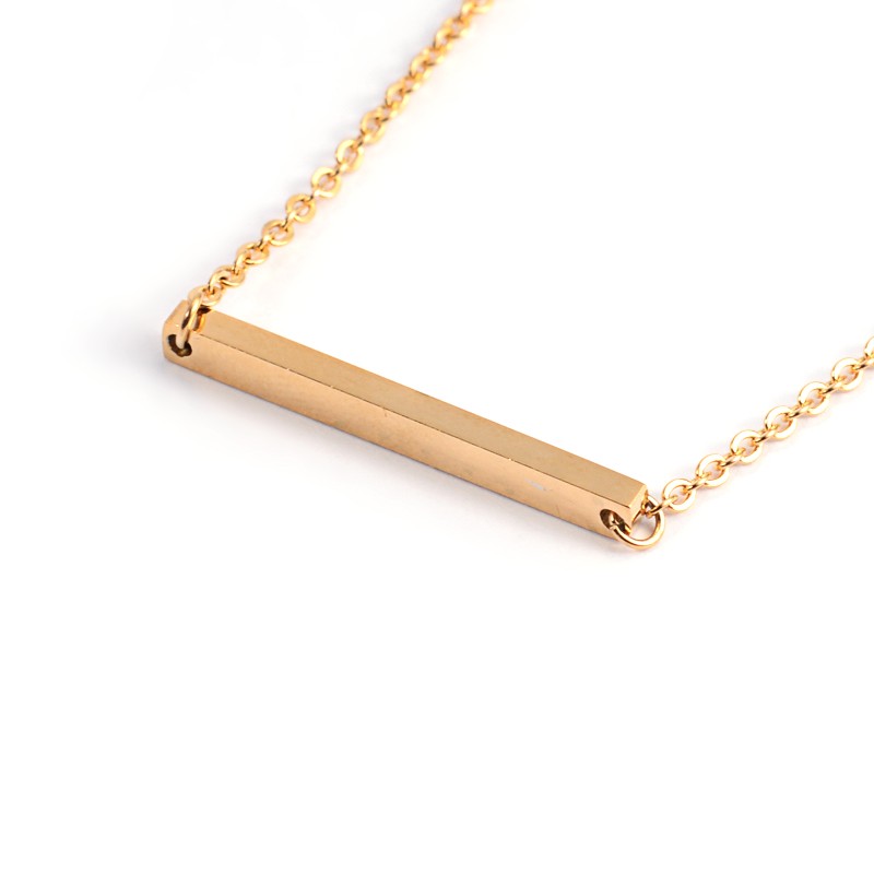 PandaHall Cuboid 304 Stainless Steel Pendant Necklaces, with Lobster Clasps, Golden, 15.2"(38.5cm) Stainless Steel