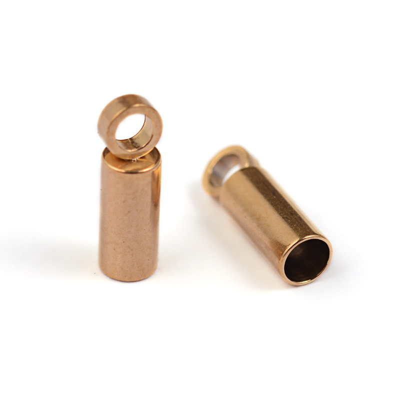 PandaHall 304 Stainless Steel Cord End Caps, Column, Golden, 8x2.5mm, Hole: 1.5mm; Inner Diameter: 2mm Stainless Steel