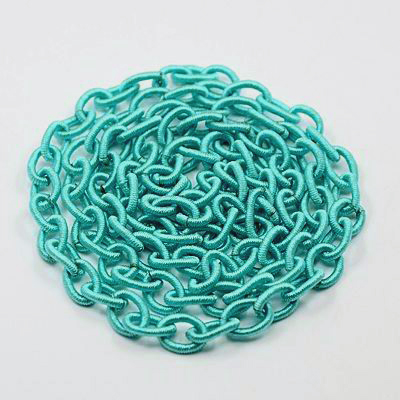 PandaHall Handmade Nylon Cable Chains Loop, Oval, LightSkyBlue, 10x8x2mm, about 85cm/strand, 33.5" Nylon Blue