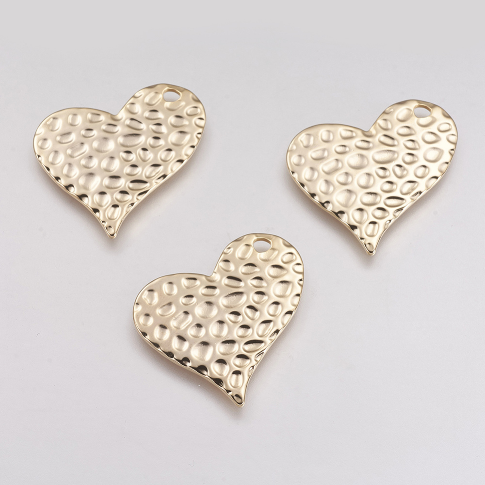 PandaHall Brass Pendants, Real Gold Plated, Heart with Spot, 30.5x30x1mm, Hole: 3mm Brass Heart