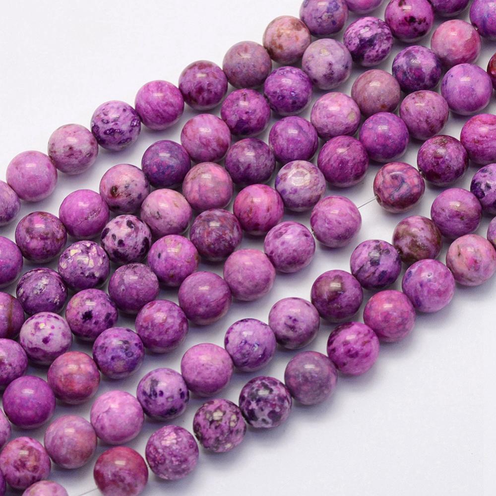 PandaHall Natural Crazy Agate Beads Strands, Round, Dyed & Heated, DarkViolet, 8~8.5mm, Hole: 1mm; about 47pcs/strand, 14.9''(38cm) Crazy...