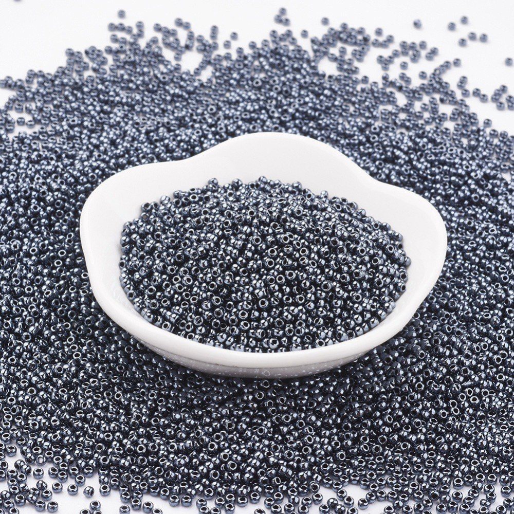 PandaHall TOHO&reg Japan Import Glass Round Seed Beads, 11/0 Metallic, DarkGray, 2x1.5mm, Hole: 0.5mm; about 933pcs/10g Glass Gray