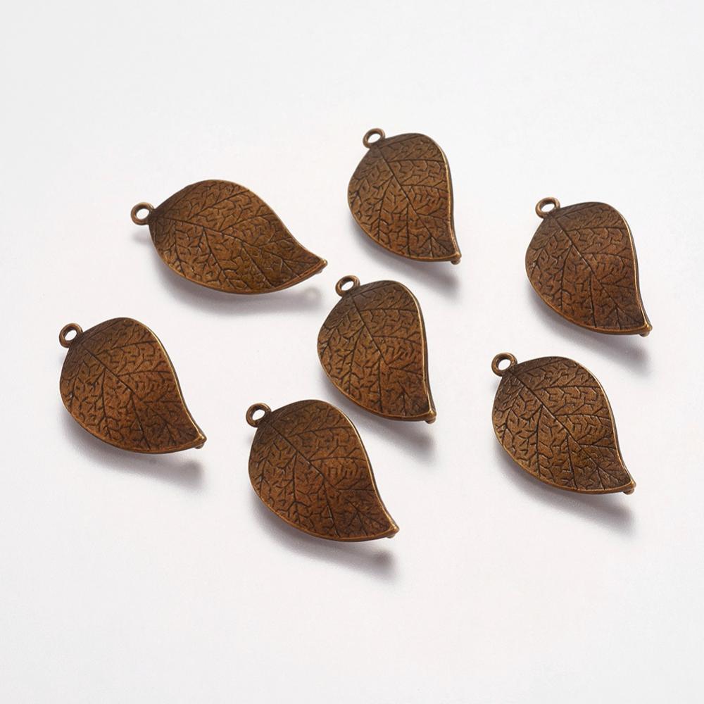PandaHall Vintage Links in Ancient Look, Lead Free & Nickel Free, Tibetan Style, Leaf, Antique Bronze, 31x16x5mm, Hole: 2mm Alloy Leaf