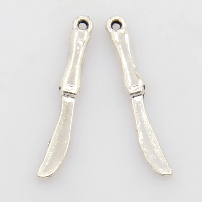 PandaHall Tibetan Style Knife Pendants, Lead Free & Cadmium Free & Nickel Free, Antique Silver Color, 25mm long, 4mm wide, 2mm thick, hole...