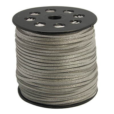 PandaHall Glitter Powder Faux Suede Cord, Faux Suede Lace, DarkGray, 3mm; 100yards/roll Suede Gray