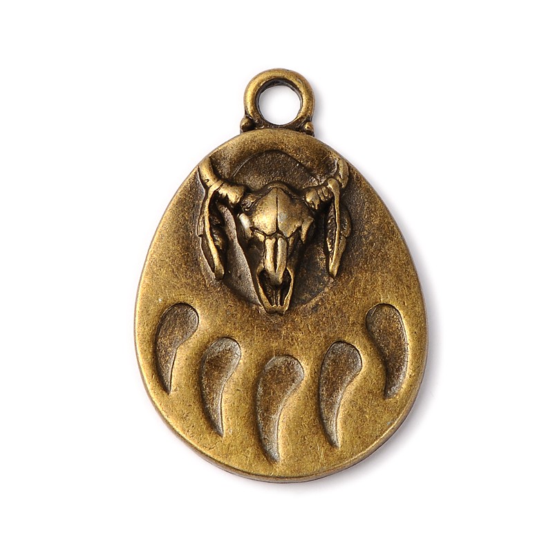 PandaHall 5PCS Antique Bronze Drop with OX Head Tibetan Style Alloy Pendants, Lead Free & Cadmium Free & Nickel Free, 45x31x5mm, Hole: 5mm...