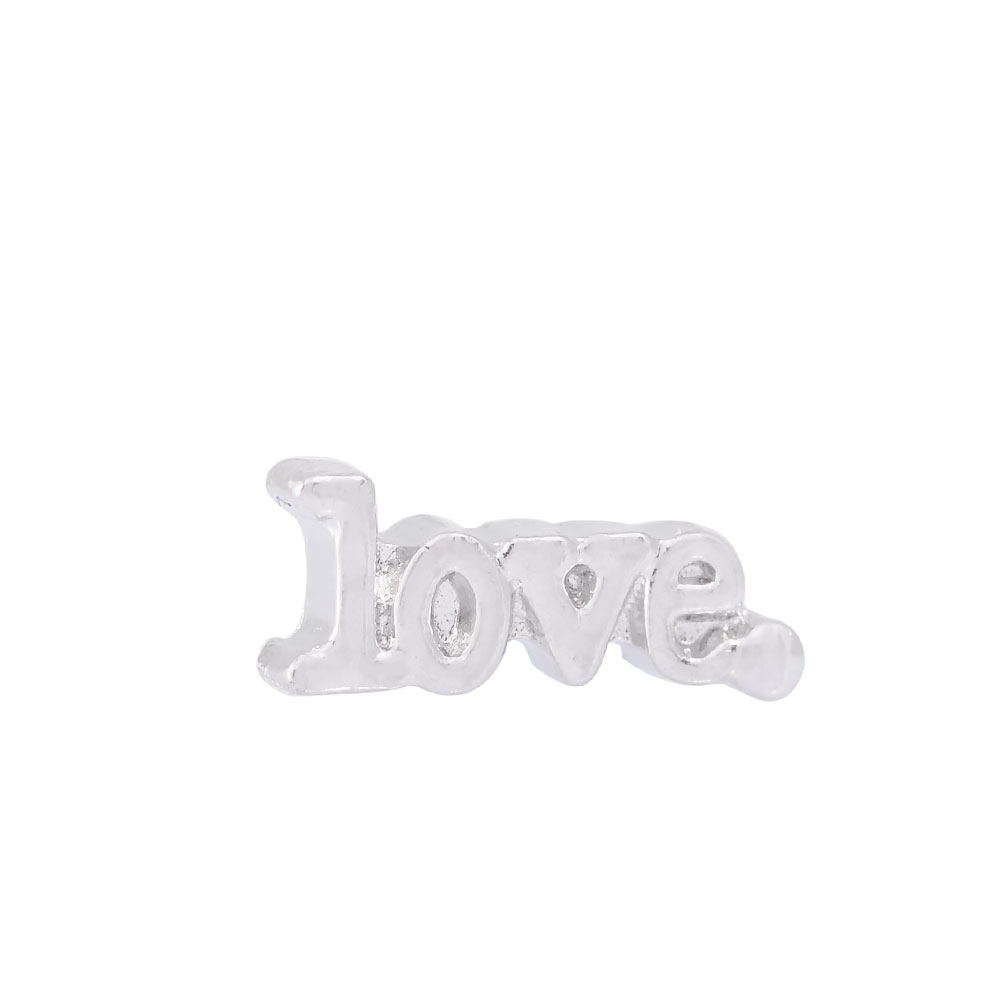 PandaHall Alloy Cabochons, Floating locket Charms, Word Love, Platinum, 10.4x4x2mm Alloy Word