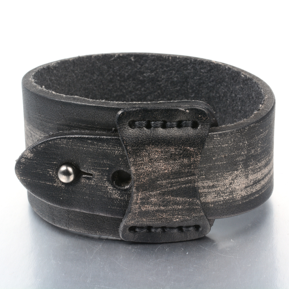PandaHall Leather Cord Bracelets, with Gunmetal Alloy Findings, Black, 250~260x36x5mm Leather Black
