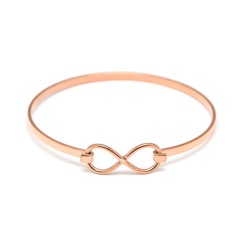 PandaHall Stylish 304 Stainless Steel Infinity Bangles, Rose Gold, 58mm Stainless Steel