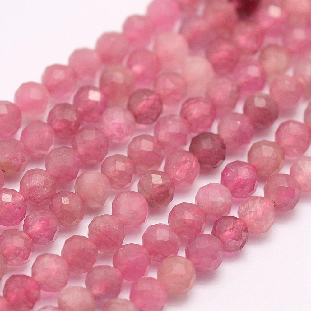 PandaHall Natural Tourmaline Beads Strands, Grade A, Faceted, Round, 3mm, Hole: 0.5mm; about 132pcs/strand, 15.7"(40cm) Tourmaline Round...