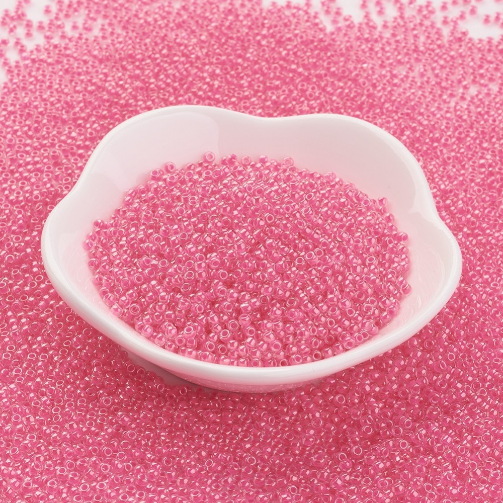 PandaHall TOHO&reg Japan Import Glass Round Seed Beads, 11/0 Inside Colours, HotPink, 2x1.5mm, Hole: 0.5mm; about 900pcs/10g Glass Pink