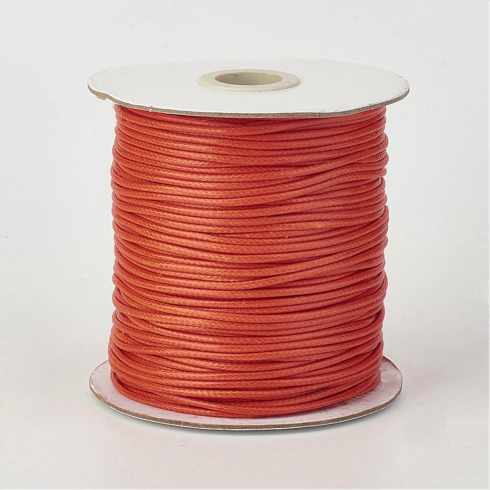PandaHall Environmental Korean Waxed Polyester Cord, Coral, 1mm; about 200yards/roll(182.88m/roll) Waxed Polyester Cord Red