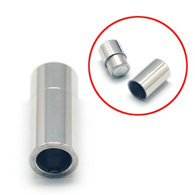 PandaHall 304 Stainless Steel Magnetic Clasps, Column, 21x9mm, Hole: 6mm Stainless Steel Column