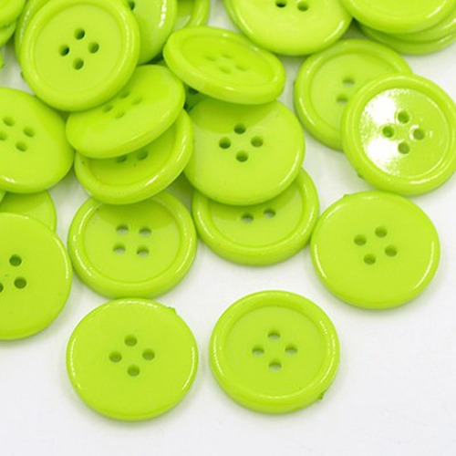 PandaHall Acrylic Sewing Buttons, Plastic Buttons for Costume Design, 4-Hole, Dyed, Flat Round, YellowGreen, 12x2mm, Hole: 1mm Acrylic Flat...