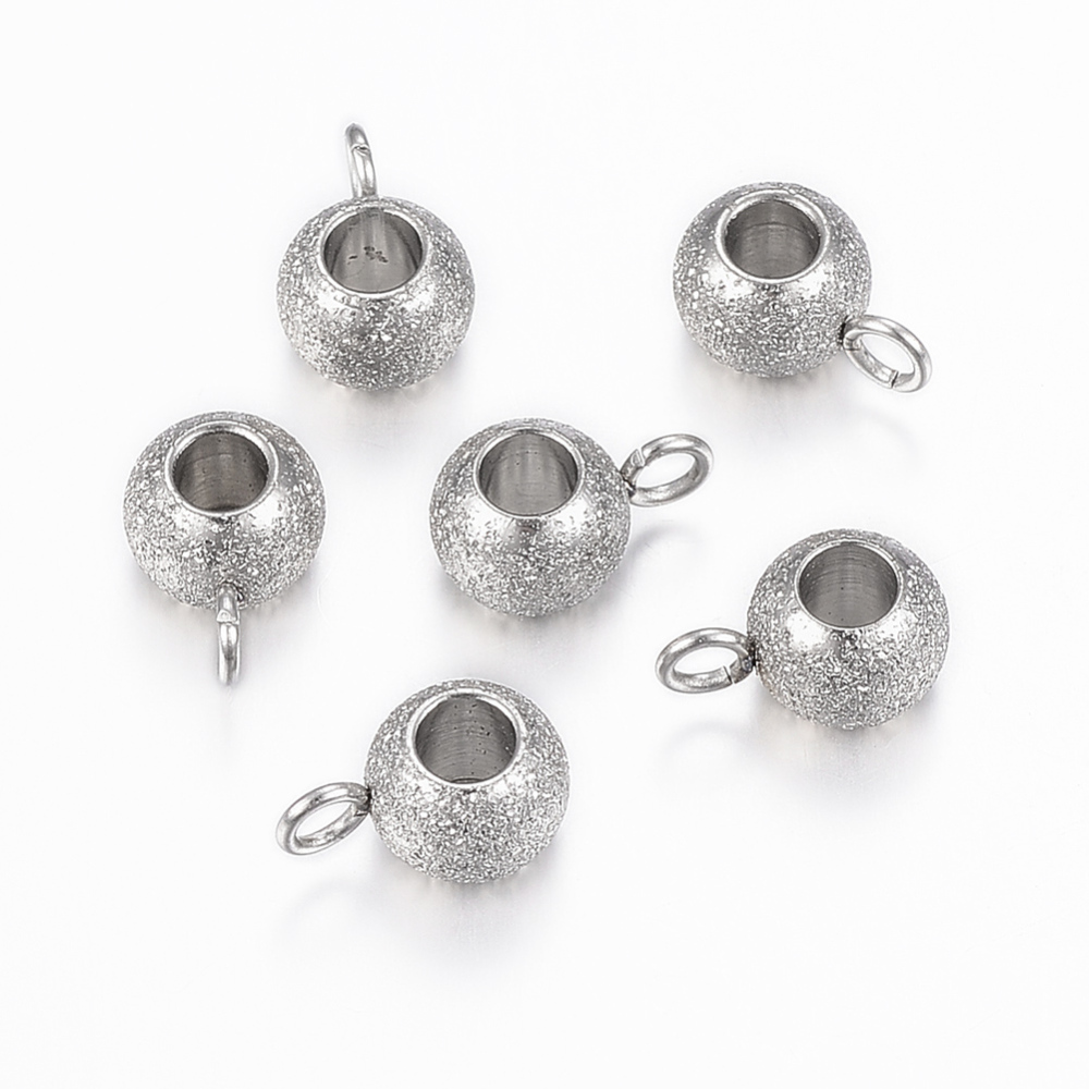 PandaHall 304 Stainless Steel Hanger Links, Stardust, Rondelle Bail Beads, Stainless Steel Color, 9x6x4.5mm, Hole: 2mm, Inner diameter: 3mm...