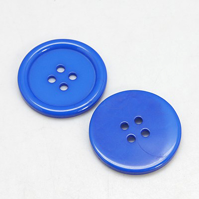 PandaHall Resin Buttons, Dyed, Flat Round, DodgerBlue, 20x3mm, Hole: 2mm Resin Flat Round Blue