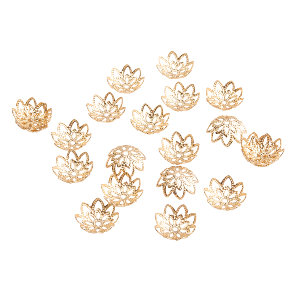PandaHall Rack Plating and Vacuum Plating Multi-Petal Brass Bead Caps, Cadmium Free & Lead Free, Golden, 12x3mm, Hole: 1mm Brass
