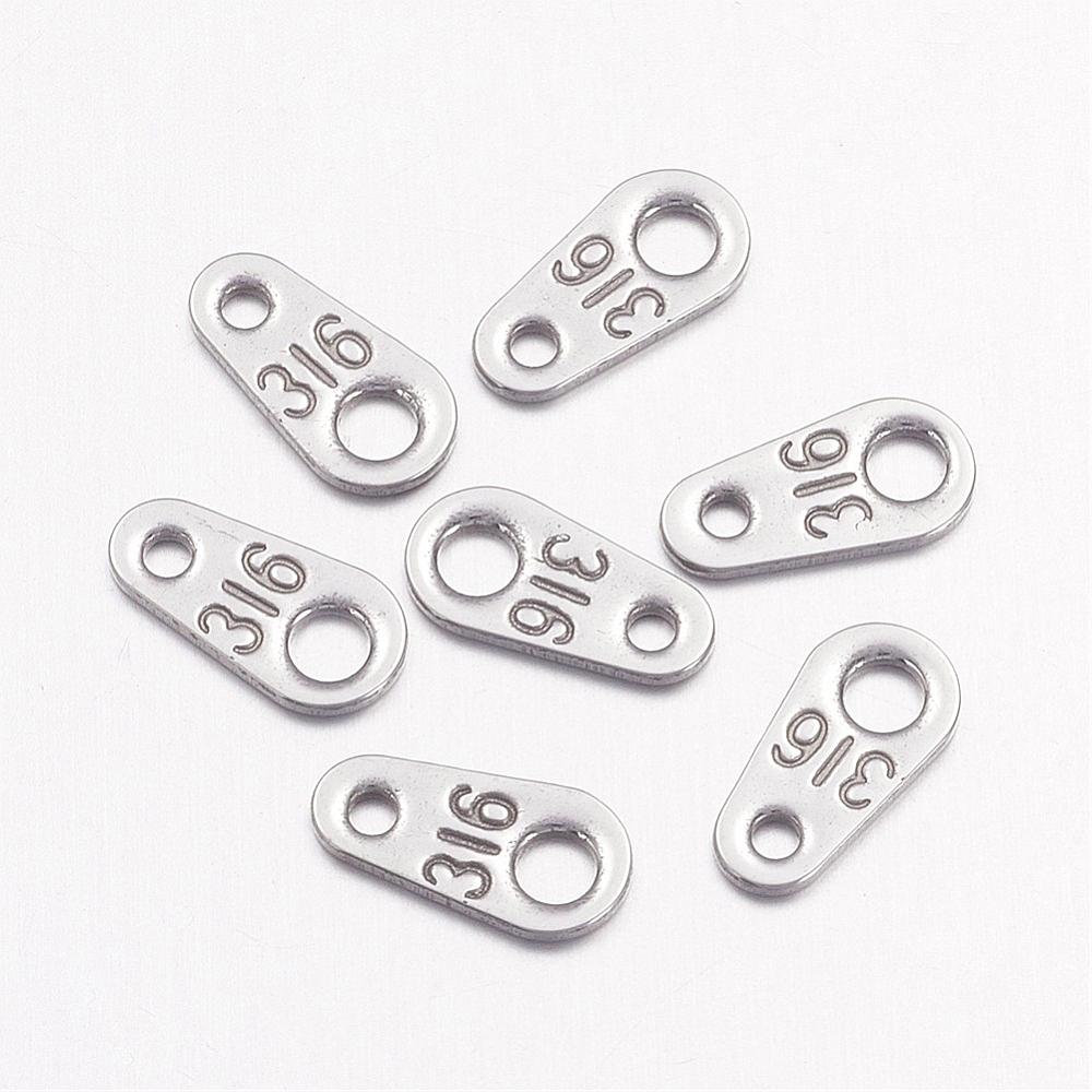 PandaHall 304 Stainless Steel Chain Tabs, 8x4mm, hole: 1mm Stainless Steel