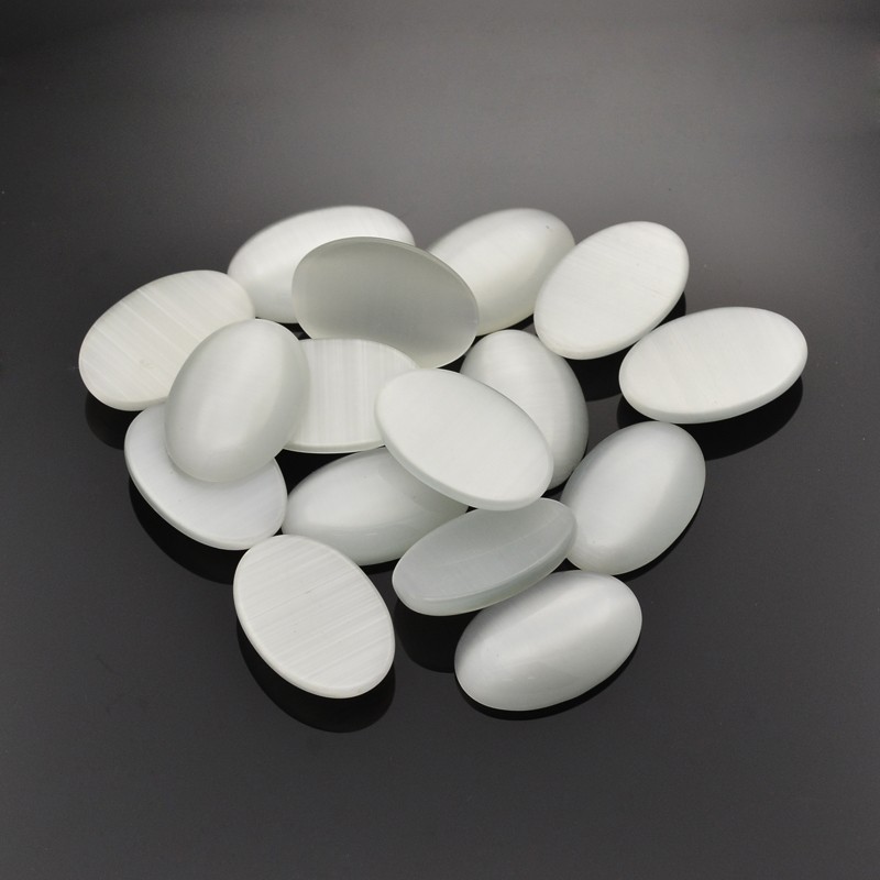 PandaHall Oval Cat Eye Cabochons, Gainsboro, 40x30x7mm Glass Oval Gray