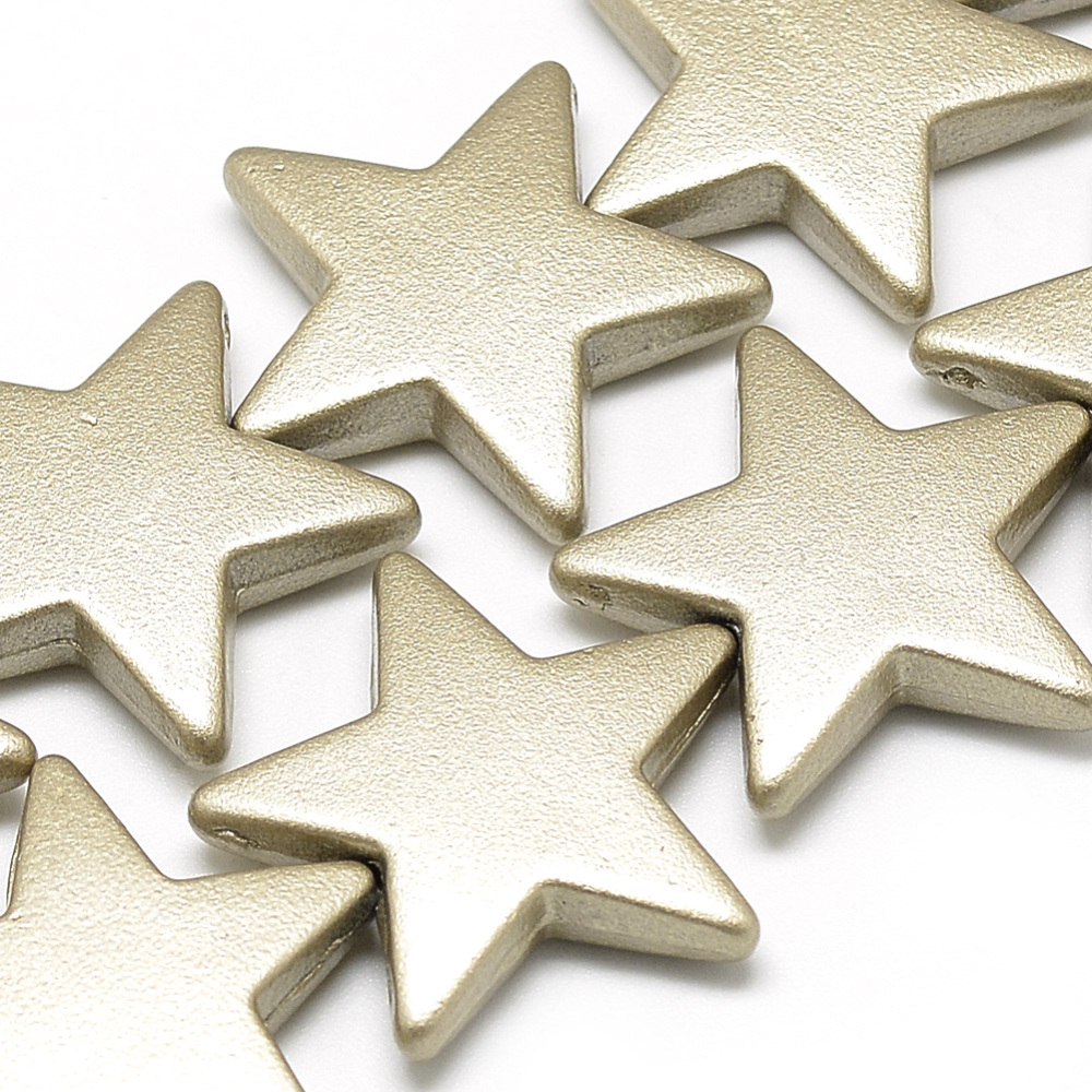 PandaHall Opaque Acrylic Spray Painted Hightlight Beads, Star, Gold, 26x28x6mm, Hole: 1.5mm Acrylic Star Gold