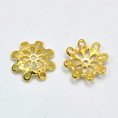 PandaHall Tibetan Silver Bead Caps, Lead Free & Nickel Free & Cadmium Free, Antique Golden Color, about 14mm long, 14mm wide, 3mm thick...