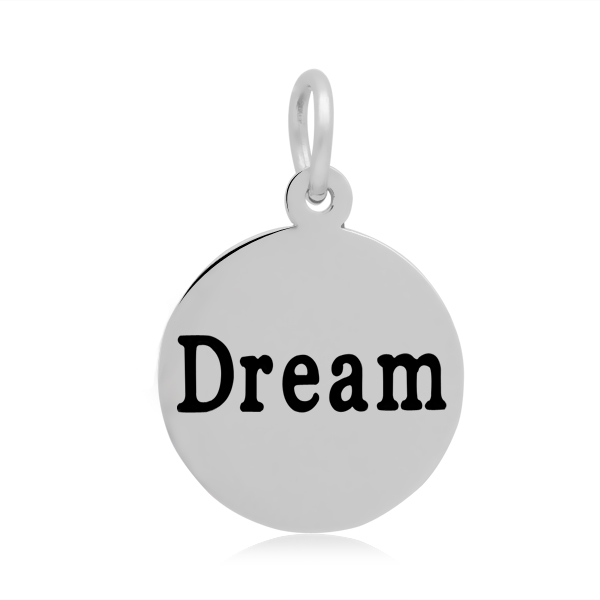 PandaHall 316 Stainless Steel Enamel Pendants, Flat Round with Word Dream, Stainless Steel Color, 19x16x1.5mm, Hole: 5mm Stainless...