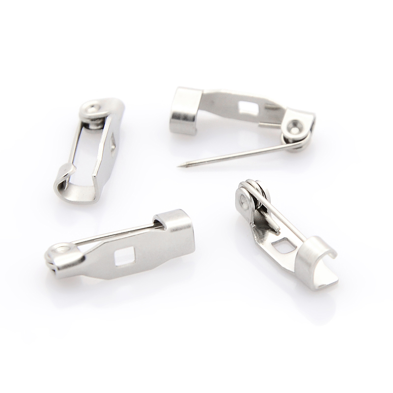 PandaHall 304 Stainless Steel Pin Brooch Back Bar Findings, Stainless Steel Color, 14x5x4mm, Hole: 2mm Stainless Steel