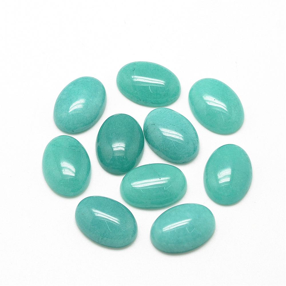 PandaHall Natural White Jade Cabochons, Dyed, Oval, Turquoise, 18x13x5mm White Jade Oval Green