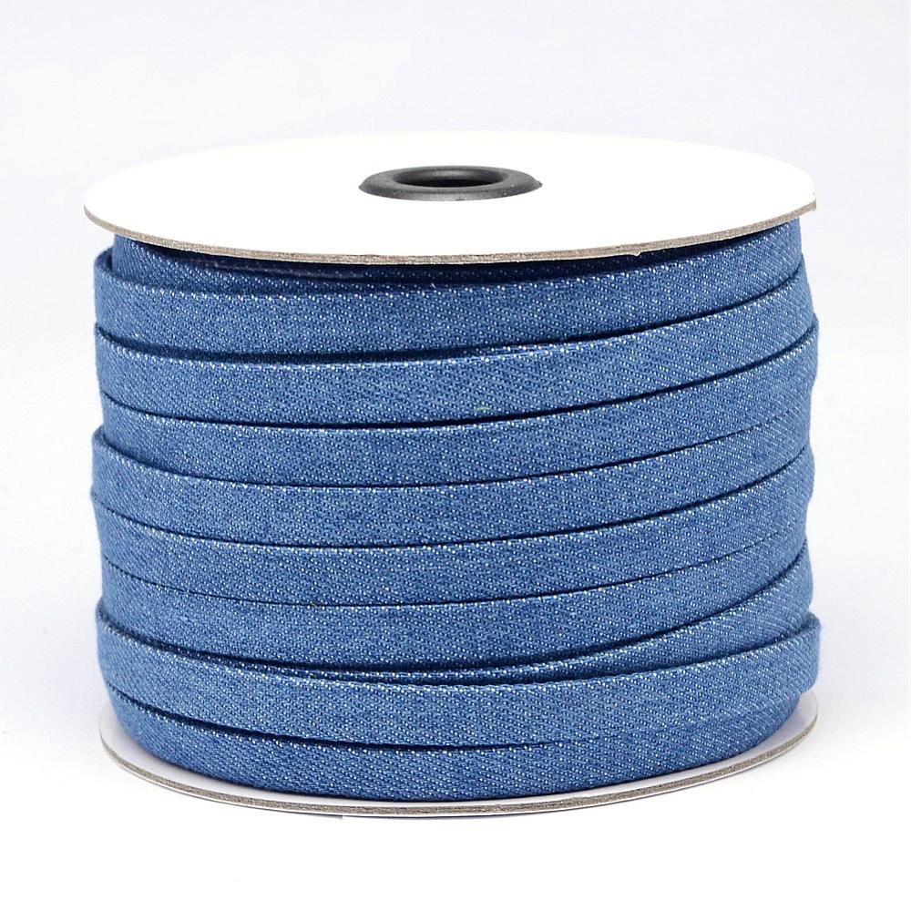 PandaHall Denim Cotton Cord, RoyalBlue, 10x2mm; about 50yard/roll Cloth Blue
