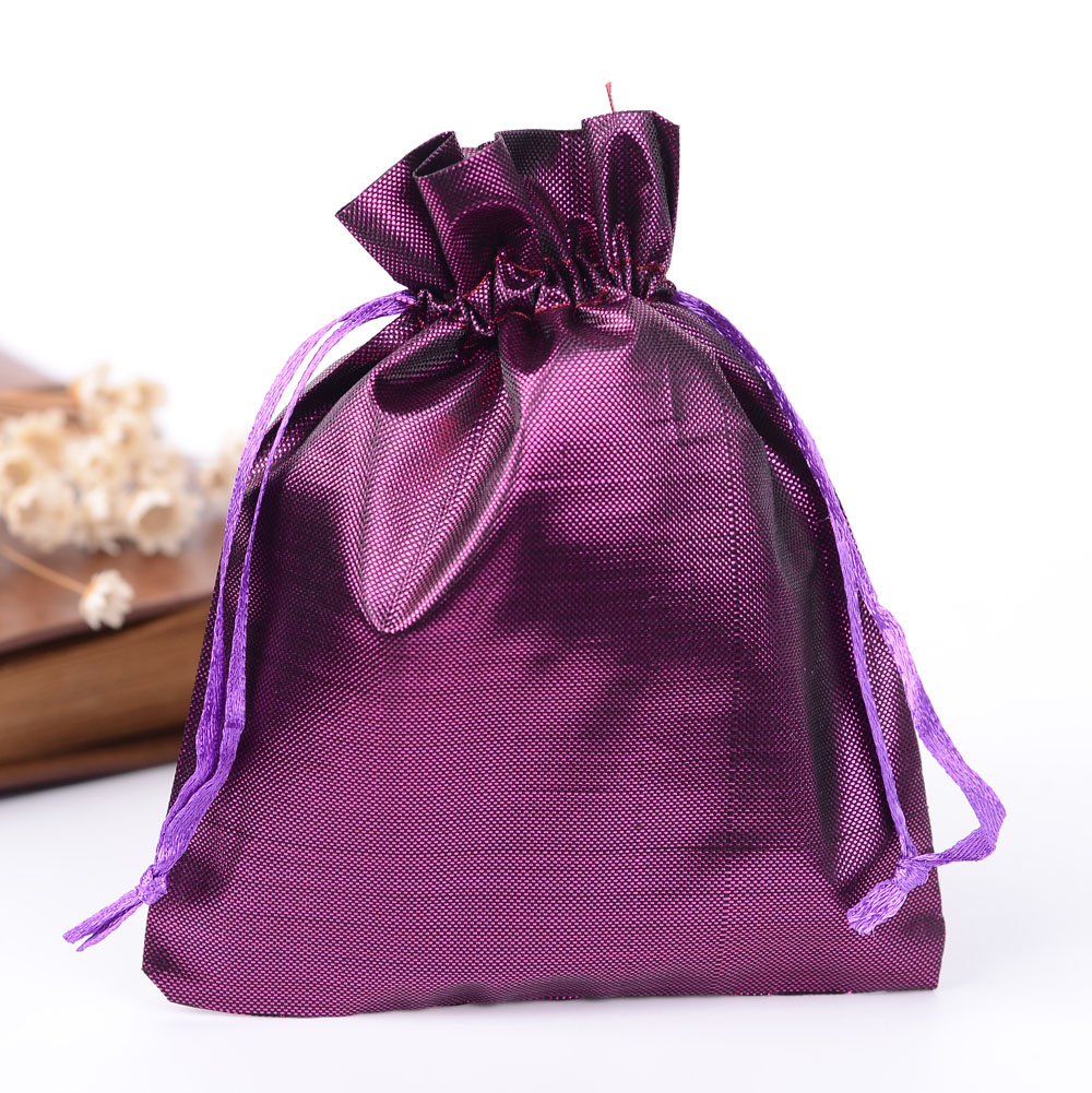 PandaHall Rectangle Cloth Bags, with Drawstring, Purple, 12x9cm Cloth Purple