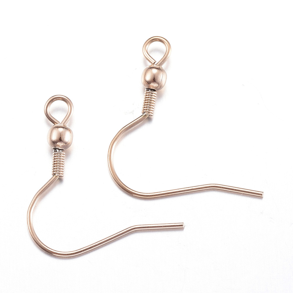 PandaHall 304 Stainless Steel Earring Hooks, Rose Gold, 20x19mm, Hole: 2mm; Pin: 0.8mm Stainless Steel